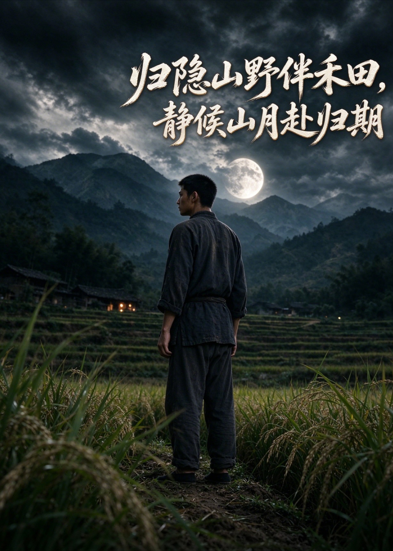 归隐山野伴禾田，静候山月赴归期